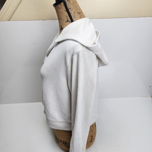 Wallflower Soft Fuzzy Cream Colored Crop Top Hoodie Women's Size M - Picture 2 of 4